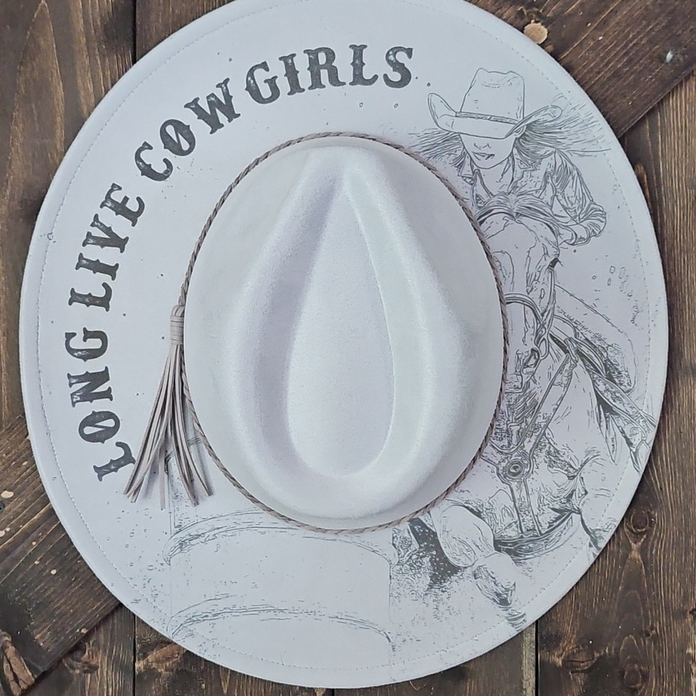 NWT Grey Engraved Barrel Racing Fedora Hat